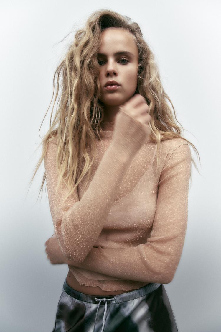 HAUT EN TULLE BRILLANT Bronze ZARA France